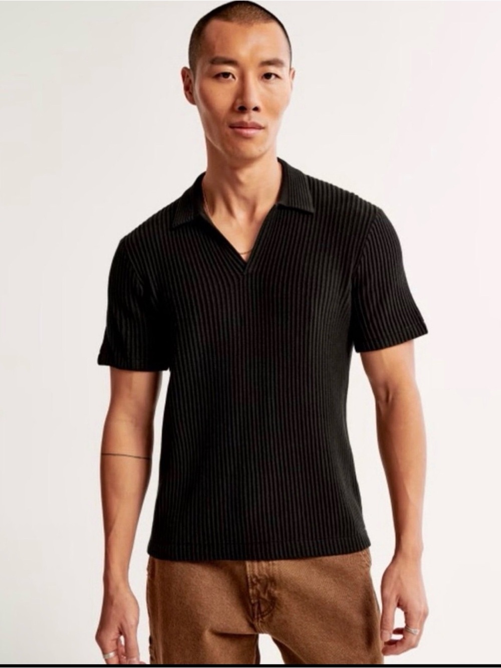 Abercrombie & Fitch Men’s Plisse Johnny Collar